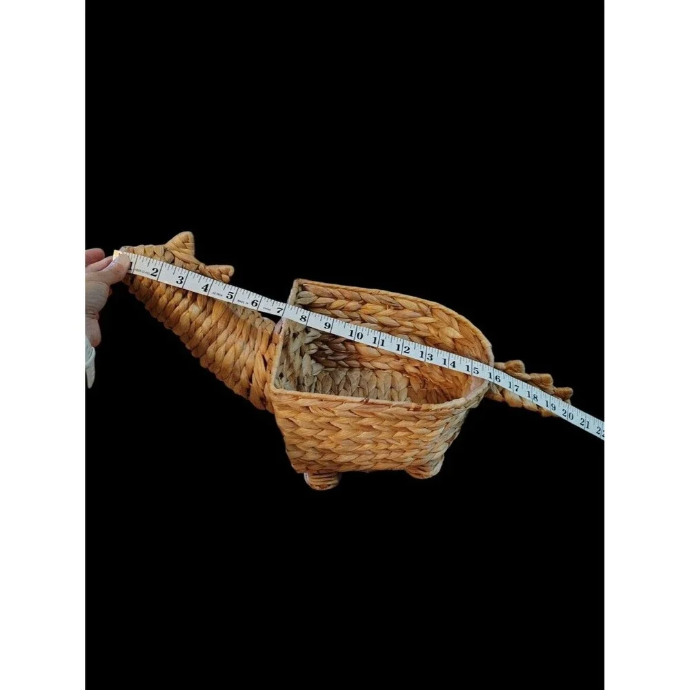 Dinosaur Rattan Wicker Plant Fruit Storage Decorative Planter